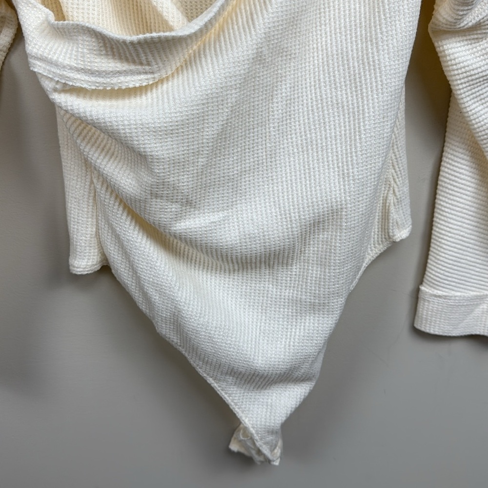 FREE PEOPLE Lovin' This Feeling Thermal Bodysuit extra large cream ivory Euc - Picture 6 of 11